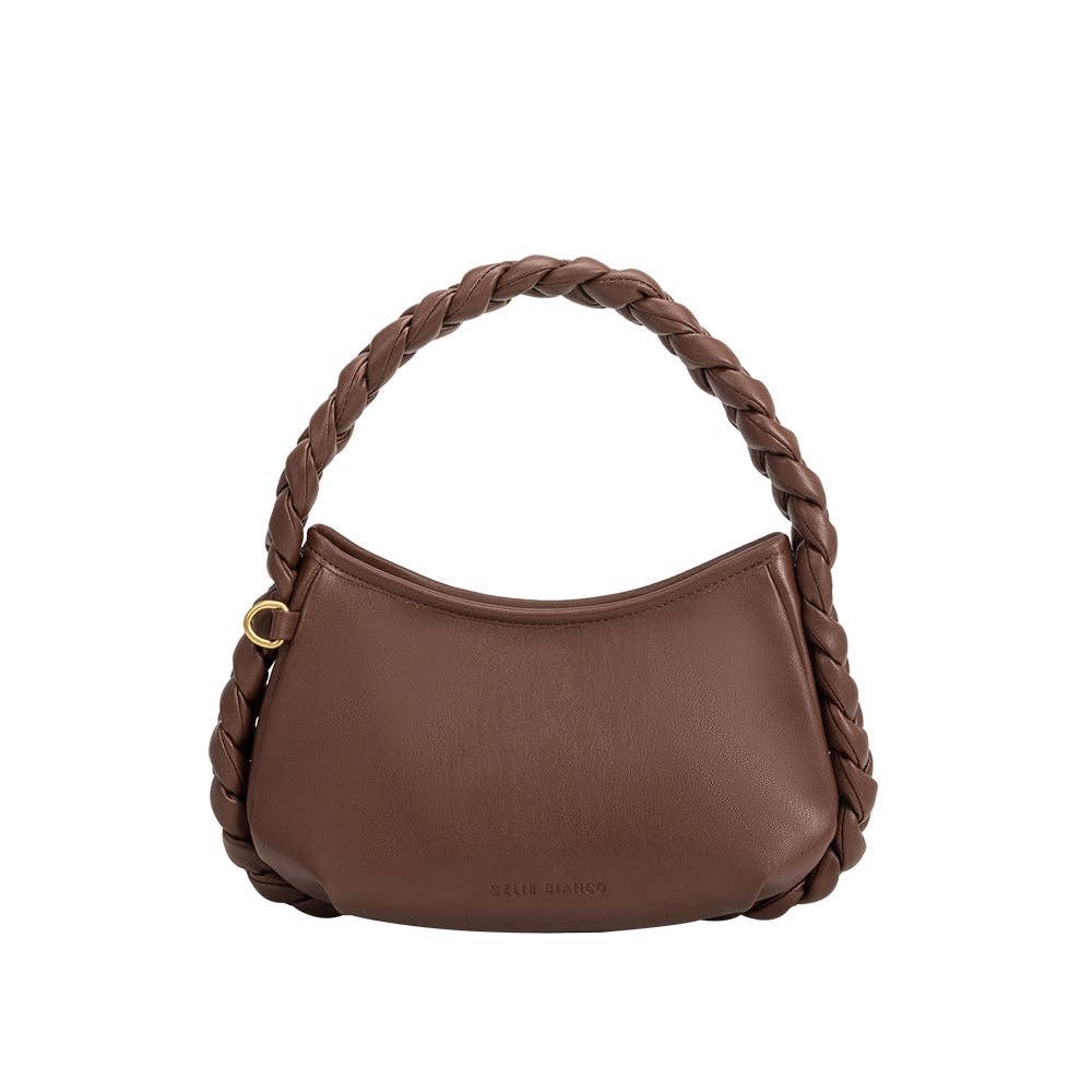 Melie Bianco Eliana Brown Braided Handle Bag